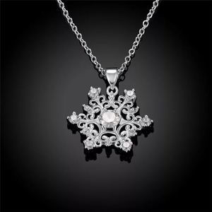 Antique Vintage Style Silver Filigree Snowflake Necklace